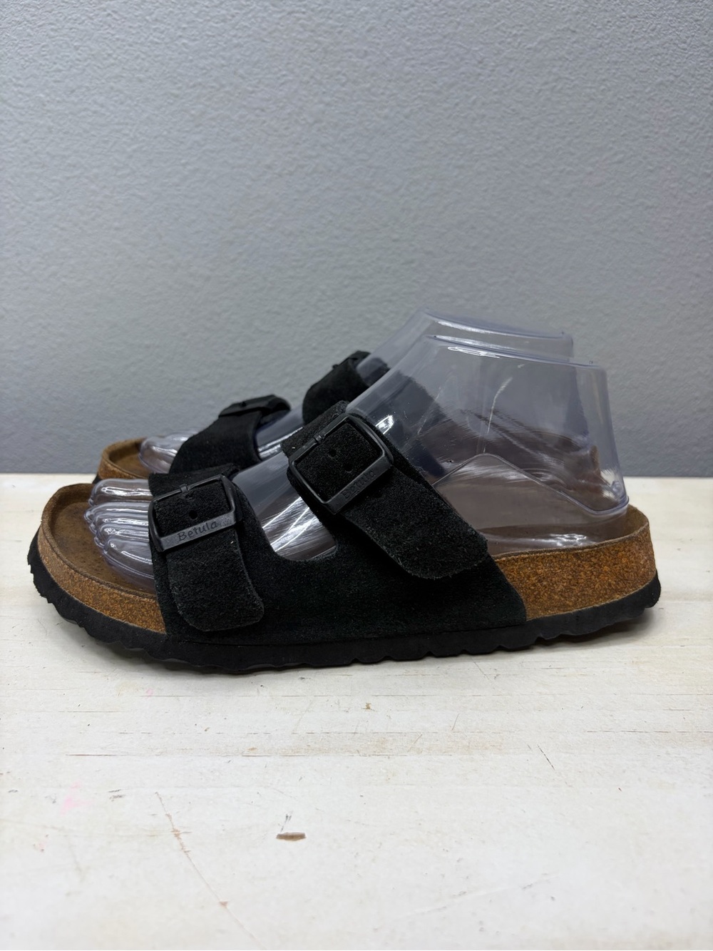 Betula By Birkenstock Black Suede Double Strap Sandals Size 6